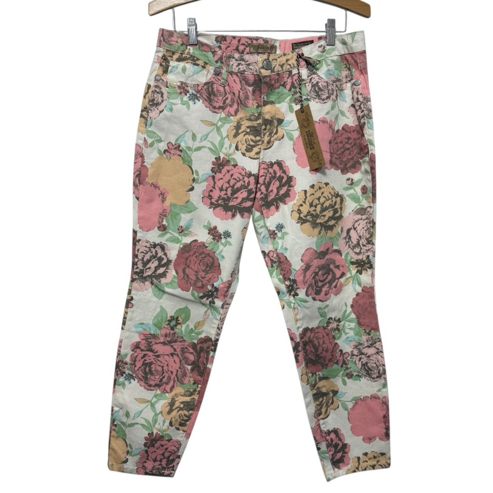 Nine West Floral Ankle Jeans - Pink, Yellow, Green